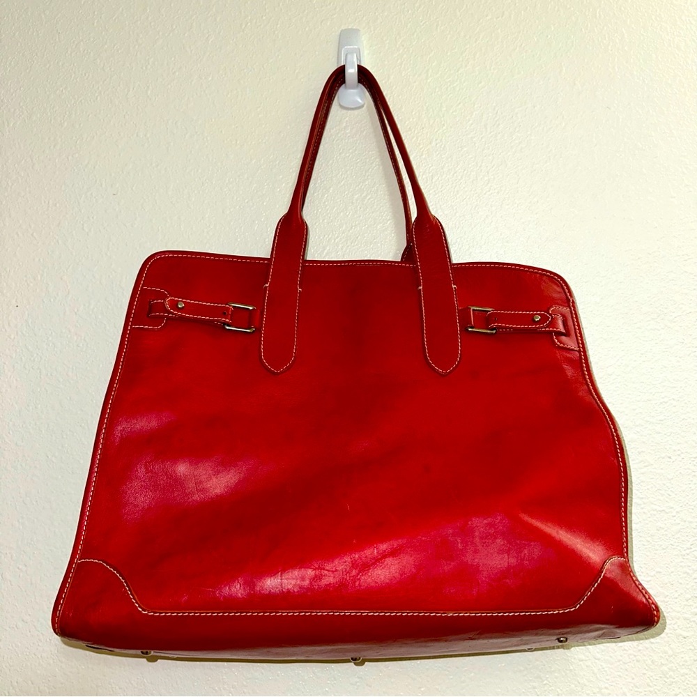 $450 DOONEY and BOURKE Italian Leather JUMBO Lipstick Cherry Red Tote Bag